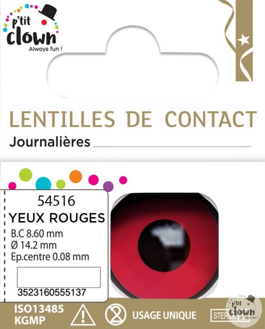 Lentilles fantaisie journalière Manson Rouge / Lentilles Oeil Manson Rouge Journalière / La Maison Du Déguisement