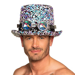 Chapeau Desert Dream Blanc et Mère Perle / Haut de Forme Desert Dream Nacre / La Maison du Déguisement