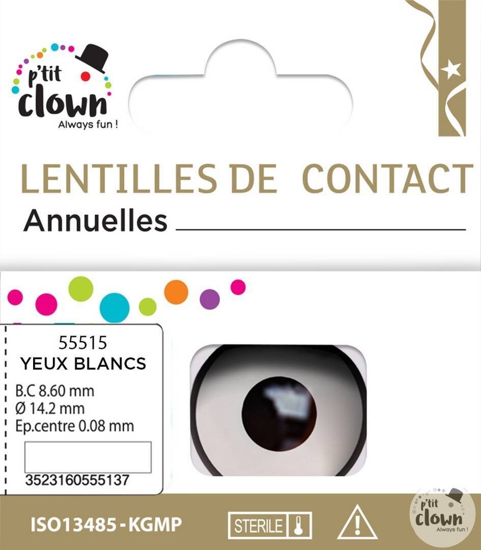 Lentilles fantaisie Annuelles Manson Blanc / Lentilles Oeil Manson Blanc Annuelles / La Maison Du Déguisement