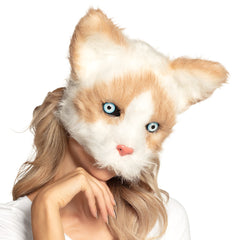 Masque Demi-Visage peluche Chat / Masque Chat / Masque de Chat avec fourrure / La Maison Du Déguisement