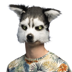 Masque Demi-Visage Chien Husky en Peluche / Demi Masque Husky de Sibérie / Masque Loup garou / La Maison du Déguisement