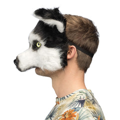 Masque Demi-Visage Chien Husky en Peluche / Demi Masque Husky de Sibérie / Masque Loup garou / La Maison du Déguisement