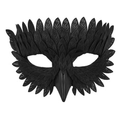 Masque Corbeau Noir / Demi Masque Noir avec Plumes Simili Cuir / Loup Corbeau Noir / La Maison Du Déguisement