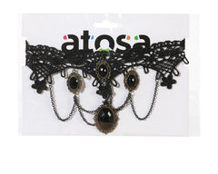 Collier Gothique Avec Pierre Noir / Ras Du Cou Halloween Bm / La Maison Du Déguisement