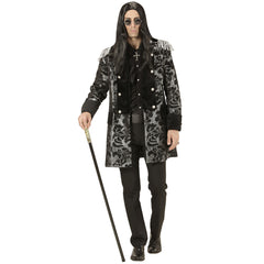 Location Déguisement Manteau Parade Jacquard Argent / Location Costume Queue de pie Argent / Location Costume Frac Argent Luxe / La Maison Du Déguisement