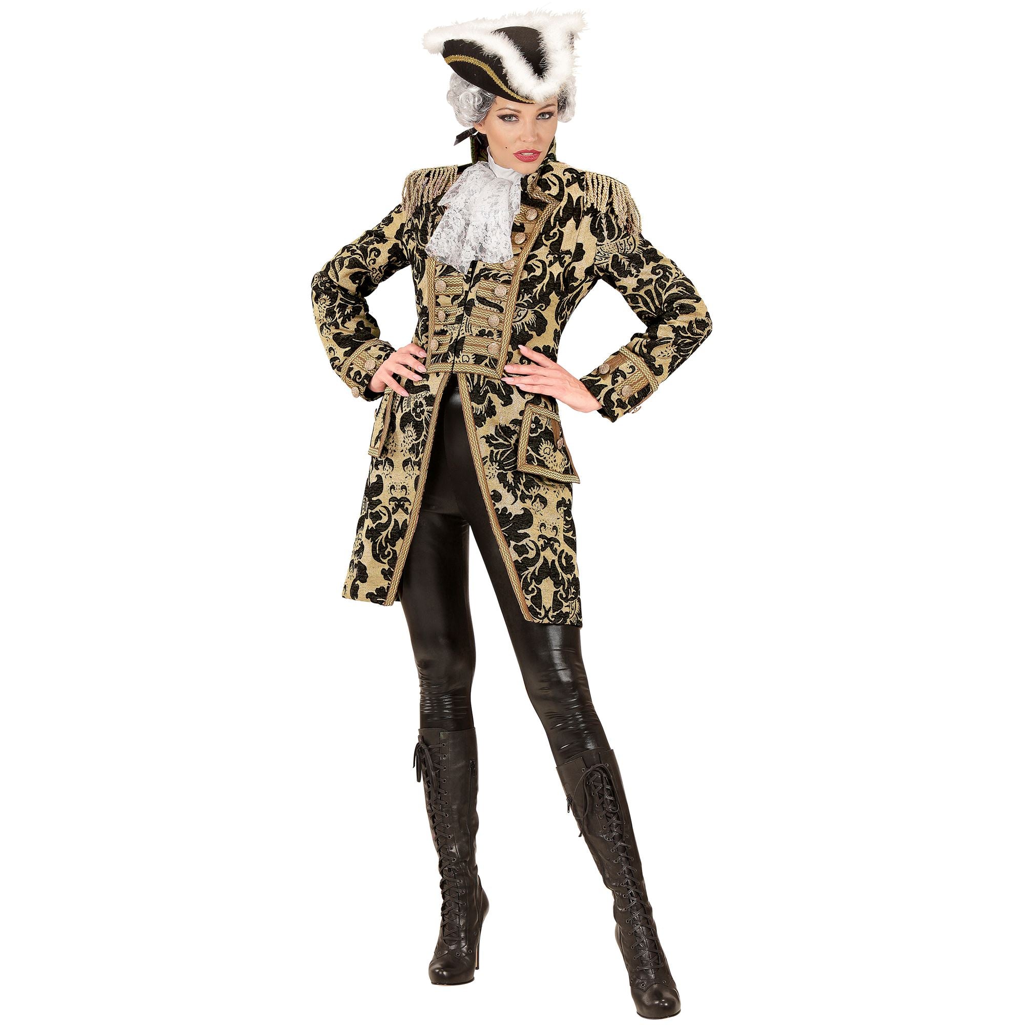 Location Déguisement Manteau Parade Jacquard Dorée / Location Costume Queue de pie OR / Location Costume Frac Doré Luxe / La Maison Du Déguisement