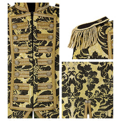 Location Déguisement Manteau Parade Jacquard Dorée / Location Costume Queue de pie OR / Location Costume Frac Doré Luxe / La Maison Du Déguisement