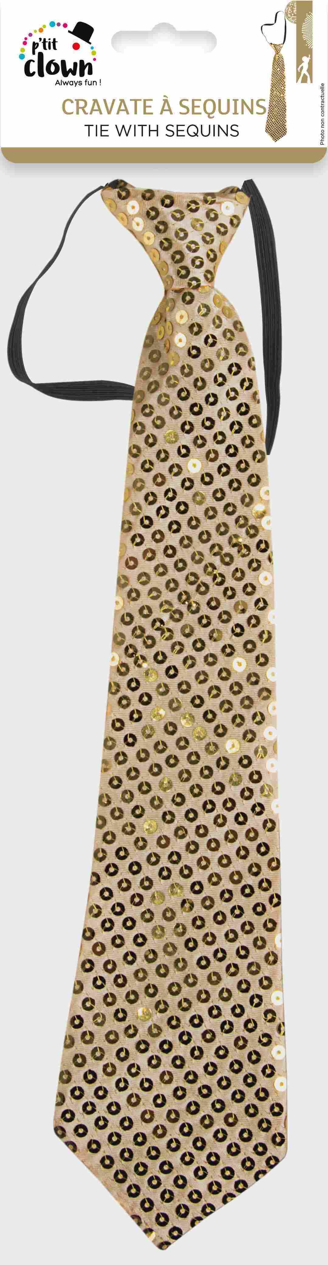 Cravate à Sequins Or / Cravate Spangles Dorée / Cravate Paillettes Or / La Maison Du Déguisement