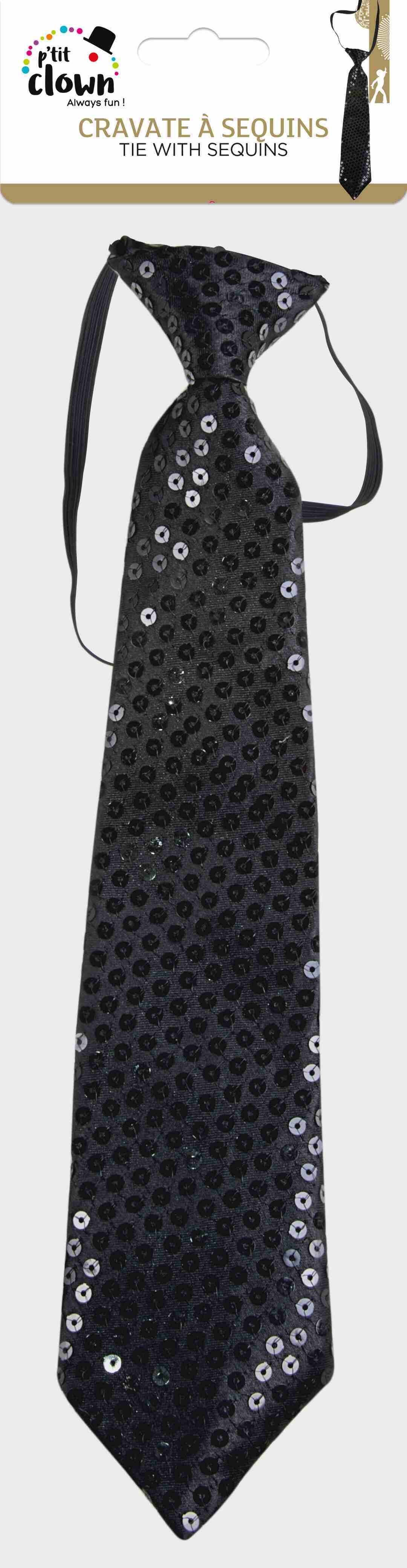 Cravate à Sequins Noir / Cravate Spangles Noir / Cravate Paillettes Noir / La Maison Du Déguisement