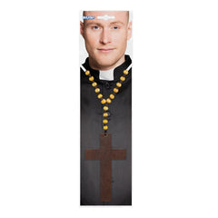 Collier croix style chapelet Perles et Croix En Bois / La Maison Du Déguisement