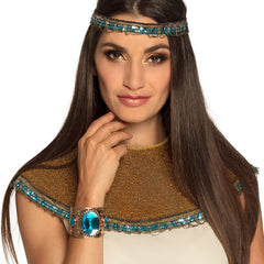 Bracelet Romain Bleu / Bracelet Egyptien Bleu / Bracelet Manchette en métal doré / La Maison du Déguisement