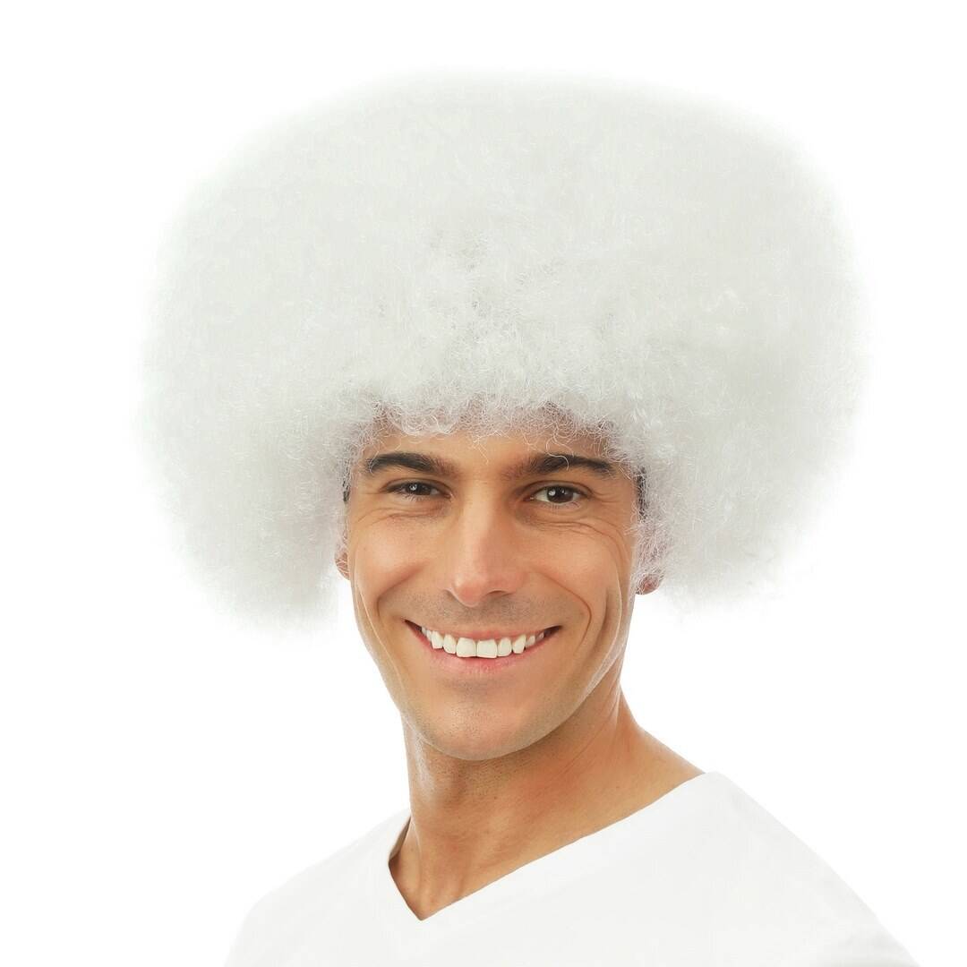 Perruque Afro Jimmy Blanc / Perruque Afro Groove Blanc / La Maison du Déguisement