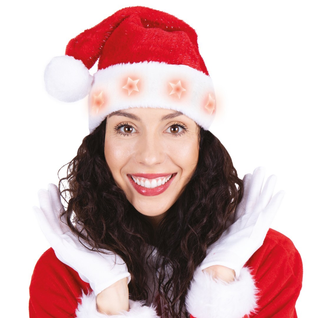 Bonnet De Père Noël Rouge Lumineux / Bonnet Santa Claus Clignotant / La Maison Du Déguisement