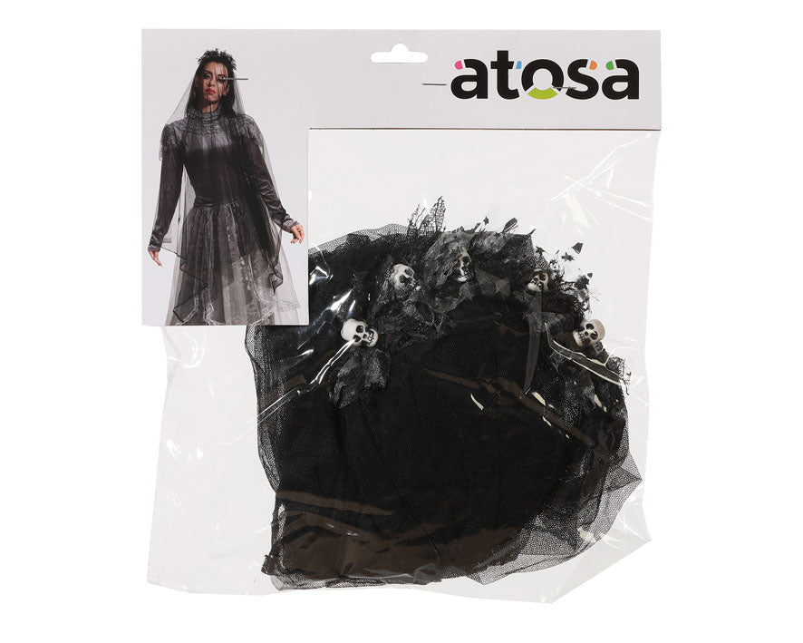 Voile De Mariée Noir / Serre tête Voile Mariée Gothique Noir / Voile Noir Halloween Avec Tête De Mort / La Maison Du Déguisement