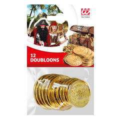 Pièces Or En Sachet / 12 Fausses Pièces Pirate Dorée / Set De 12 Doublons En Or / La Maison Du Déguisement