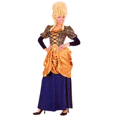 Déguisement Marquise Robe Longue Bleu Velours et Doré / Costume Robe Nobles et Courtisans Bleu / La Maison Du Déguisement