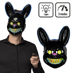 Masque LED Zombie Lapin Noir / Masque LED Killer Rabbit / La Maison Du Déguisement