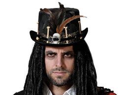 Chapeau Steampunk Noir / Chapeau Vaudou Noir