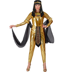 Déguisement Combinaison Disco Dorée Femme Luxe / Costume Combinaison Futuriste Moulante Métallisée Or / La Maison du Déguisement