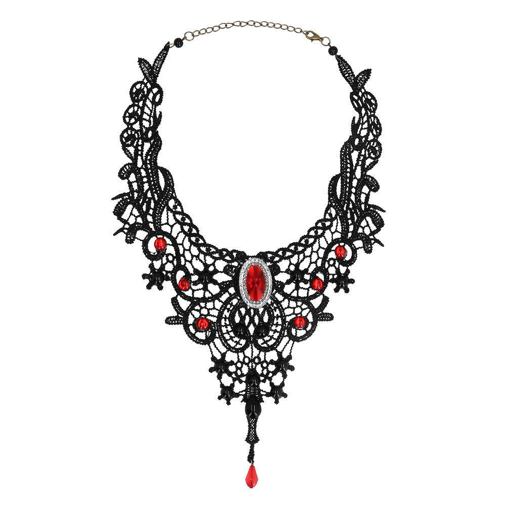 Collier De Vampire / Tour De Cou Diablesse Noir avec Dentelles / Collier Raz Du Cou Gothique / La maison Du Déguisement
