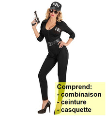 Location Déguisement Combinaison Policière FBI Femme / Location Costume Agent FBI Adulte / La Maison Du Déguisement