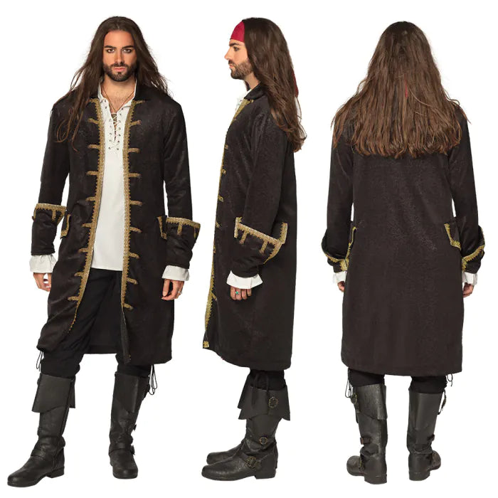 Déguisement Veste pirate Noir / Costume manteau Pirate Noir / Veste De Pirate Homme / La Maison du Déguisement