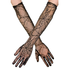 Gants Toile Araignée / Paire Gants Toile Araignée / Paire gants coude Spider web / La Maison Du Déguisement