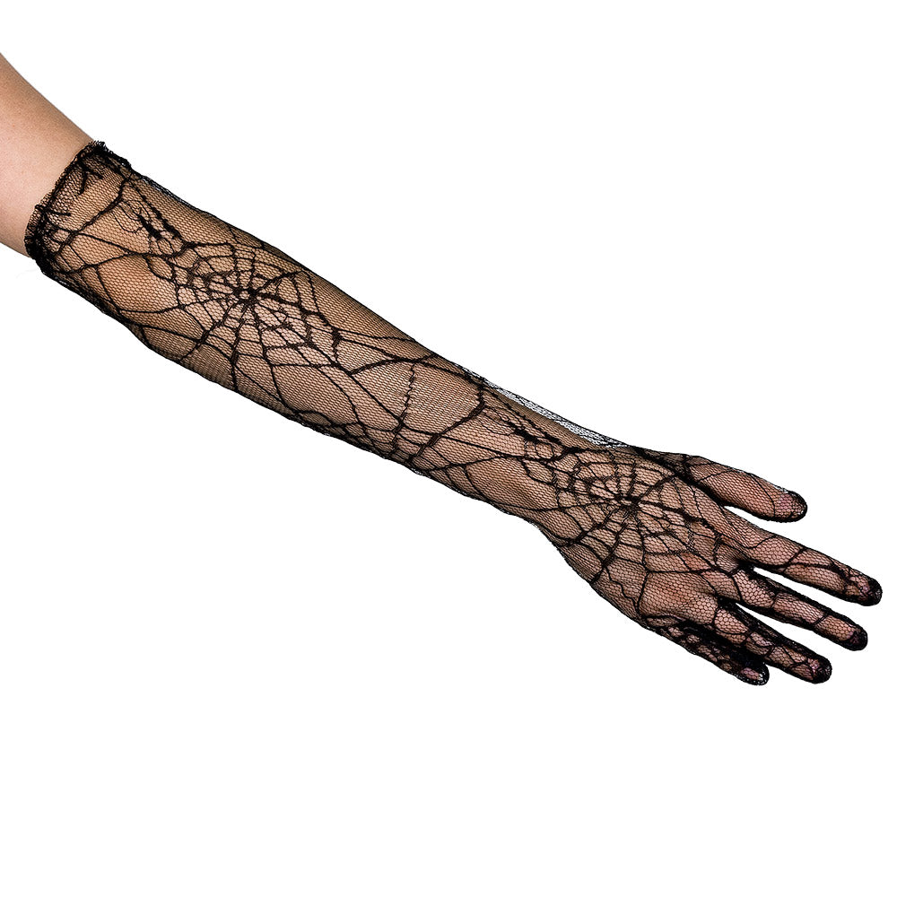 Gants Toile Araignée / Paire Gants Toile Araignée / Paire gants coude Spider web / La Maison Du Déguisement
