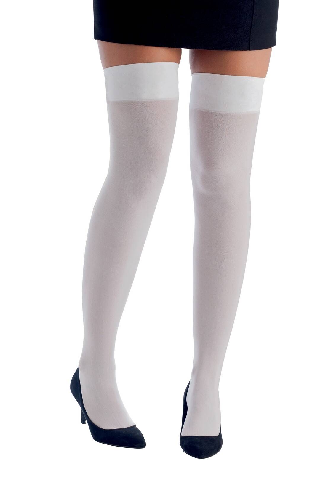 Mi Bas Blancs / Chaussettes Opaques Blanches Longues / La Maison Du Déguisement