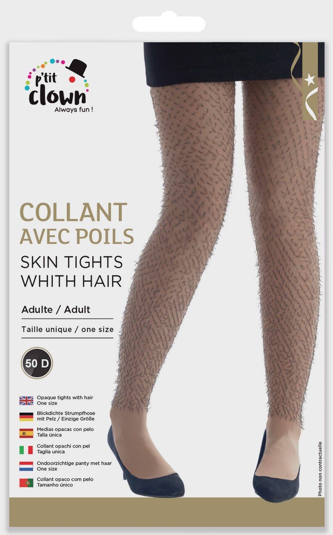 Collant Couleur Peau Avec Poils / Collant Opaque avec poils / La Maison Du Déguisement