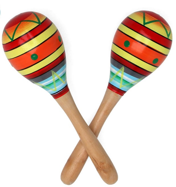 Maracas en Bois multicolore / Maracas mexicains en Bois multicolore / La Maison Du Déguisement