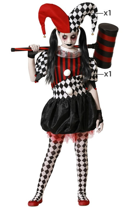 Déguisement Clown Arlequin Halloween Enfant / Costume Arlequin Halloween Robe Avec Chapeau Rouge Fille / La Maison Du Déguisement