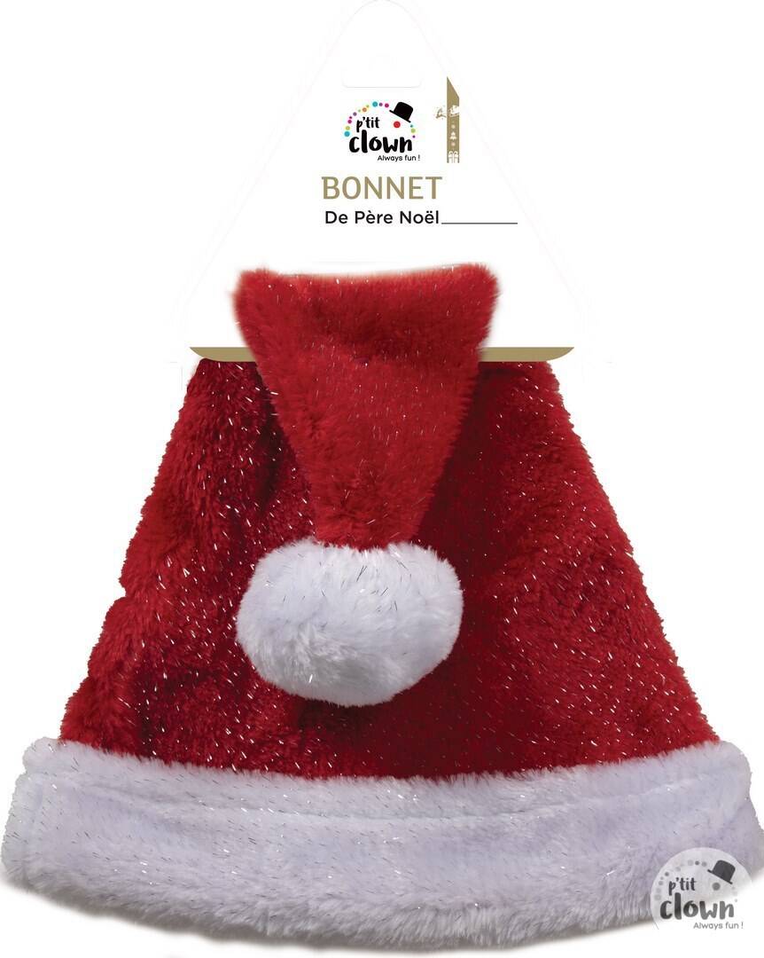 Bonnet Père Noël en Peluche | Bonnet Père Noël rouge | La Maison du Deguisement