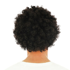 Perruque Courte Frisée Avec Moustache Marron / Perruque Lucien Marron / La Maison du Déguisement