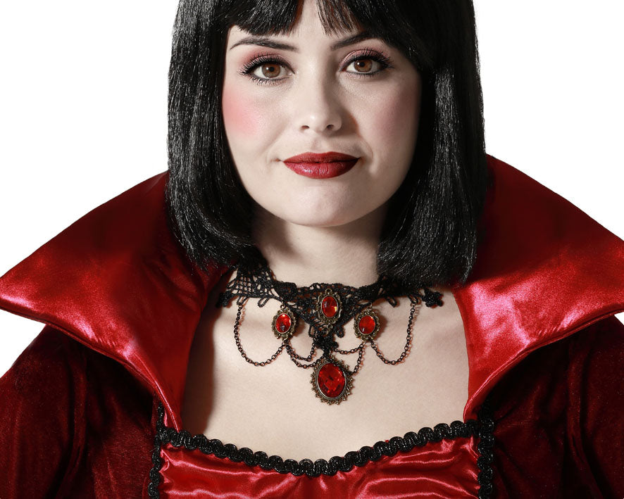 Collier Gothique Avec Pierre Noir / Ras Du Cou Halloween Bm / La Maison Du Déguisement