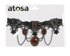 Collier Gothique Avec Pierre Noir / Ras Du Cou Halloween Bm / La Maison Du Déguisement