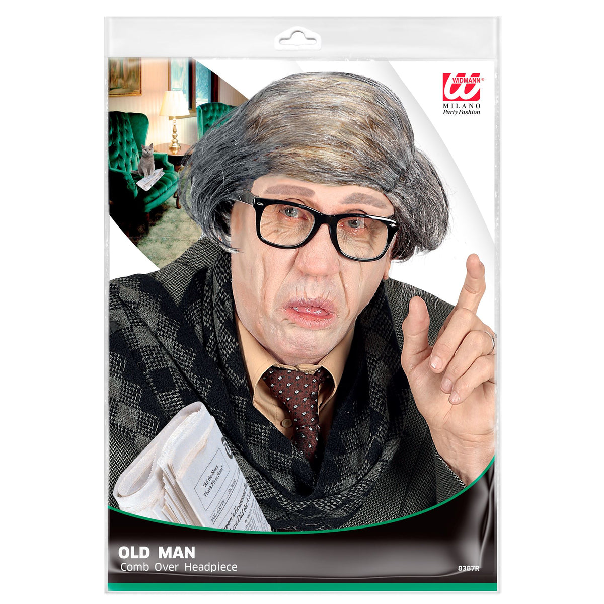 Crâne Avec Cheveux Gris / Coiffe Peignee / La Maison Du Déguisement