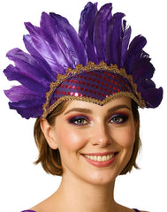Coiffe Brésilienne Plumes Violet / Coiffure à Plumes Violet / Serre Tête Carnaval à Plumes / La Maison Du Déguisement