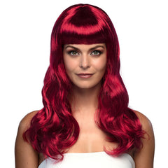 Perruque Chique Rouge Rubis / Perruque Femme Rouge Rubis avec frange / La Maison du Déguisement