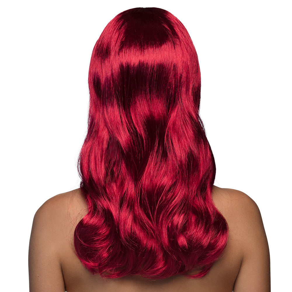 Perruque Chique Rouge Rubis / Perruque Femme Rouge Rubis avec frange / La Maison du Déguisement