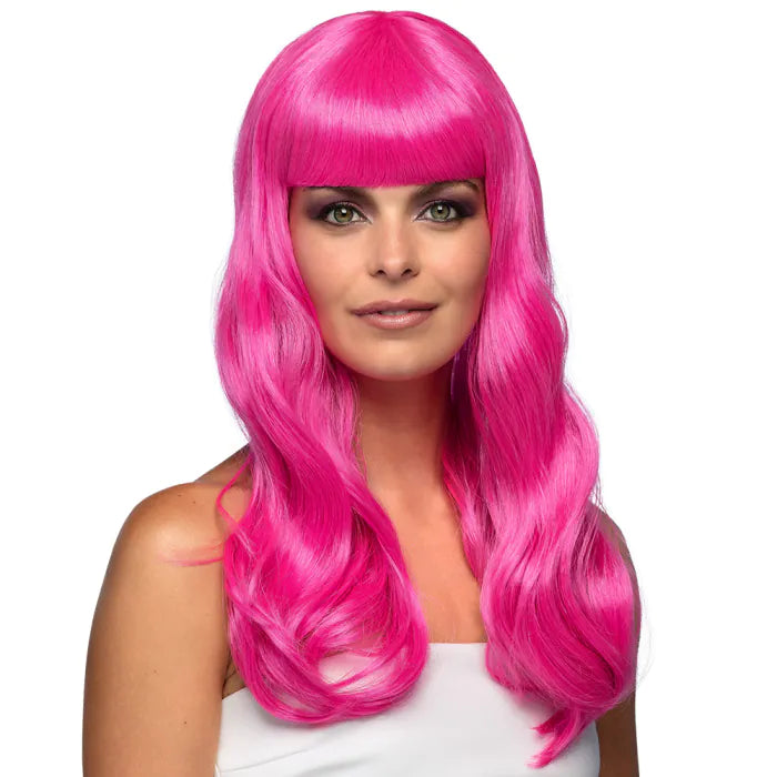 Perruque Chique Rose Glacé / Perruque Femme Rose Glacé avec frange / La Maison du Déguisement
