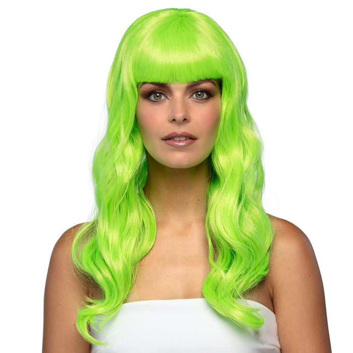 Perruque Chique Citron Vert / Perruque Femme Citron Vert avec frange / La Maison du Déguisement