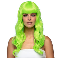 Perruque Chique Citron Vert / Perruque Femme Citron Vert avec frange / La Maison du Déguisement
