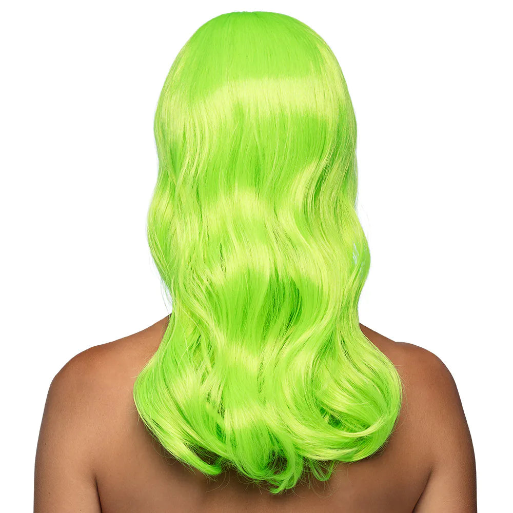 Perruque Chique Citron Vert / Perruque Femme Citron Vert avec frange / La Maison du Déguisement