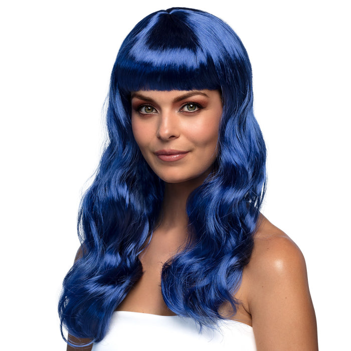 Perruque Chique Bleu / Perruque Femme Bleu avec frange / La Maison du Déguisement