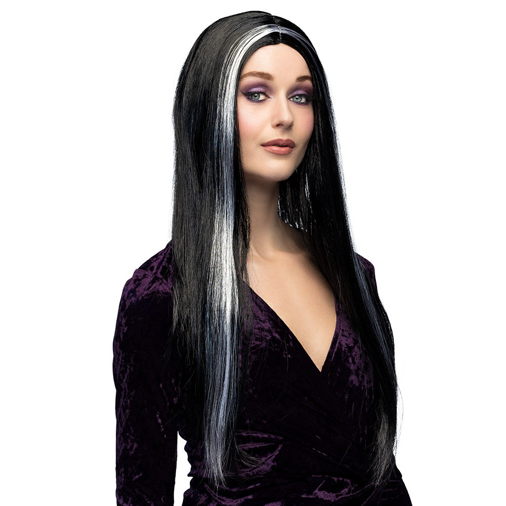Perruque Sorcière Noir et Blanc / Perruque Gothique Queen Halloween / La Maison DuDéguisement
