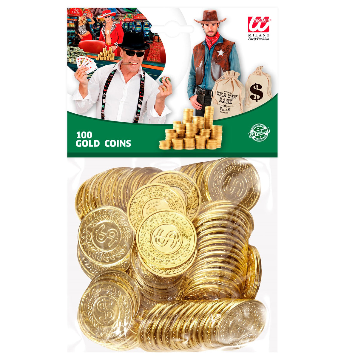 Pièces d’Or pour Trésor Sachet de 100 Pièces Dorées / 100 Pièces Or / Set de "100 PIECES $ D'OR / La Maison Du Déguisement