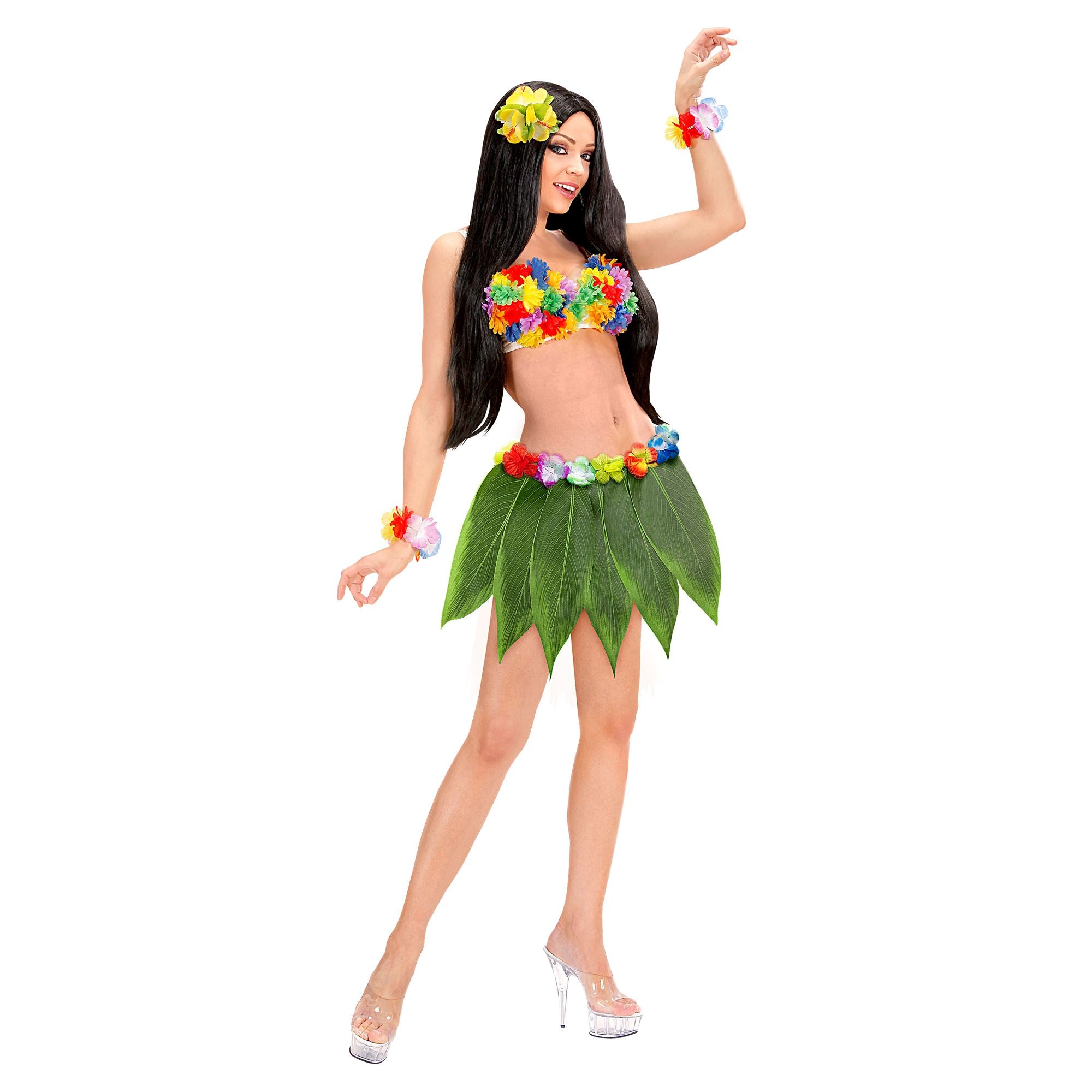 Jupe Hawaï Feuilles de Banane avec ceinture fleurs / La Maison Du Déguisement