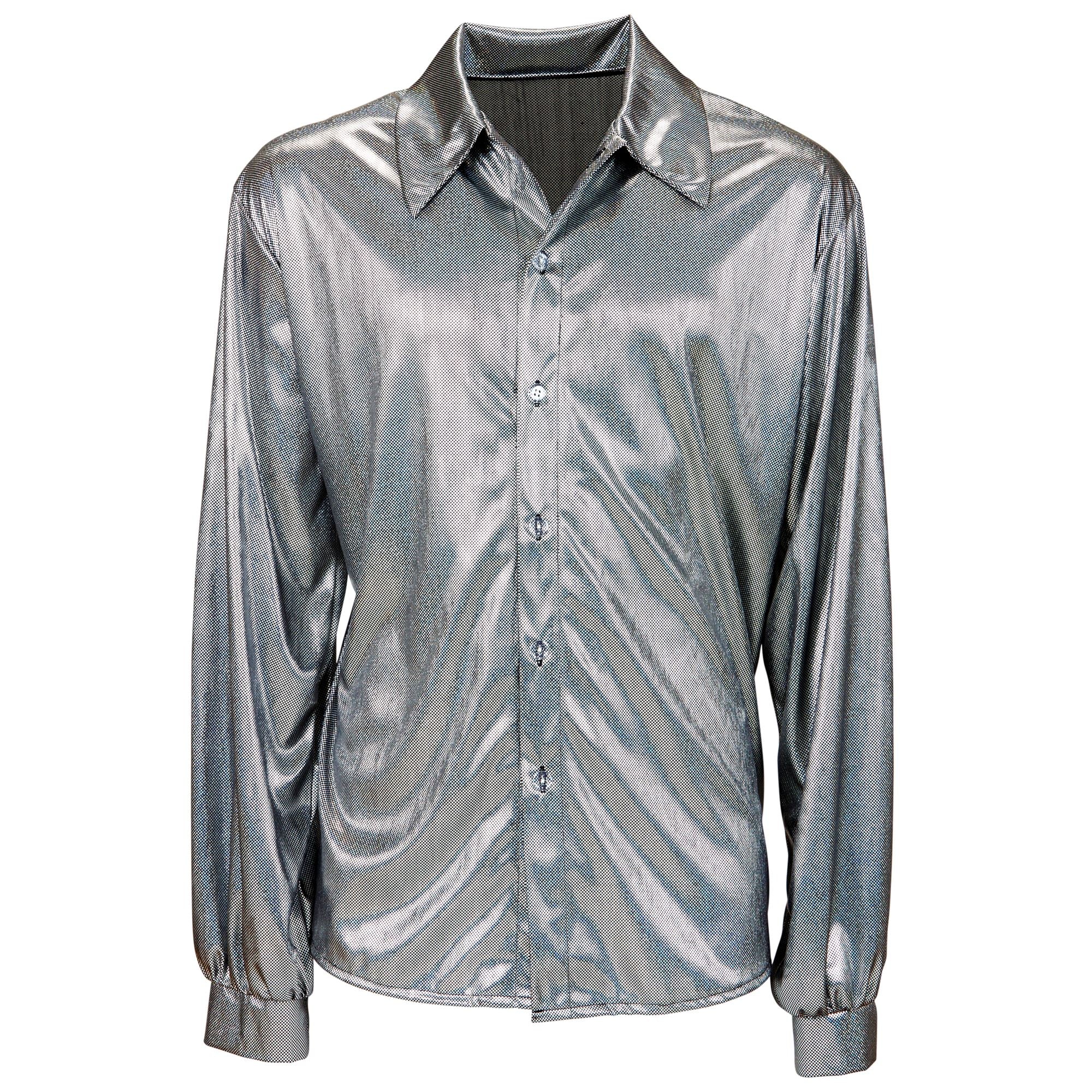 Déguisement Chemise Disco Holographique Argent / Costume Chemise Disco Holographique Argent / La Maison du Déguisement