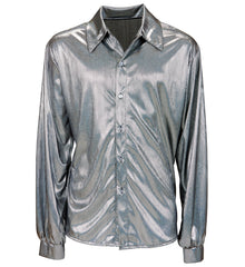 Location Chemise Disco Holographique Argent Adulte / Location Chemise The 70s Disco Style Argent / La Maison du Déguisement